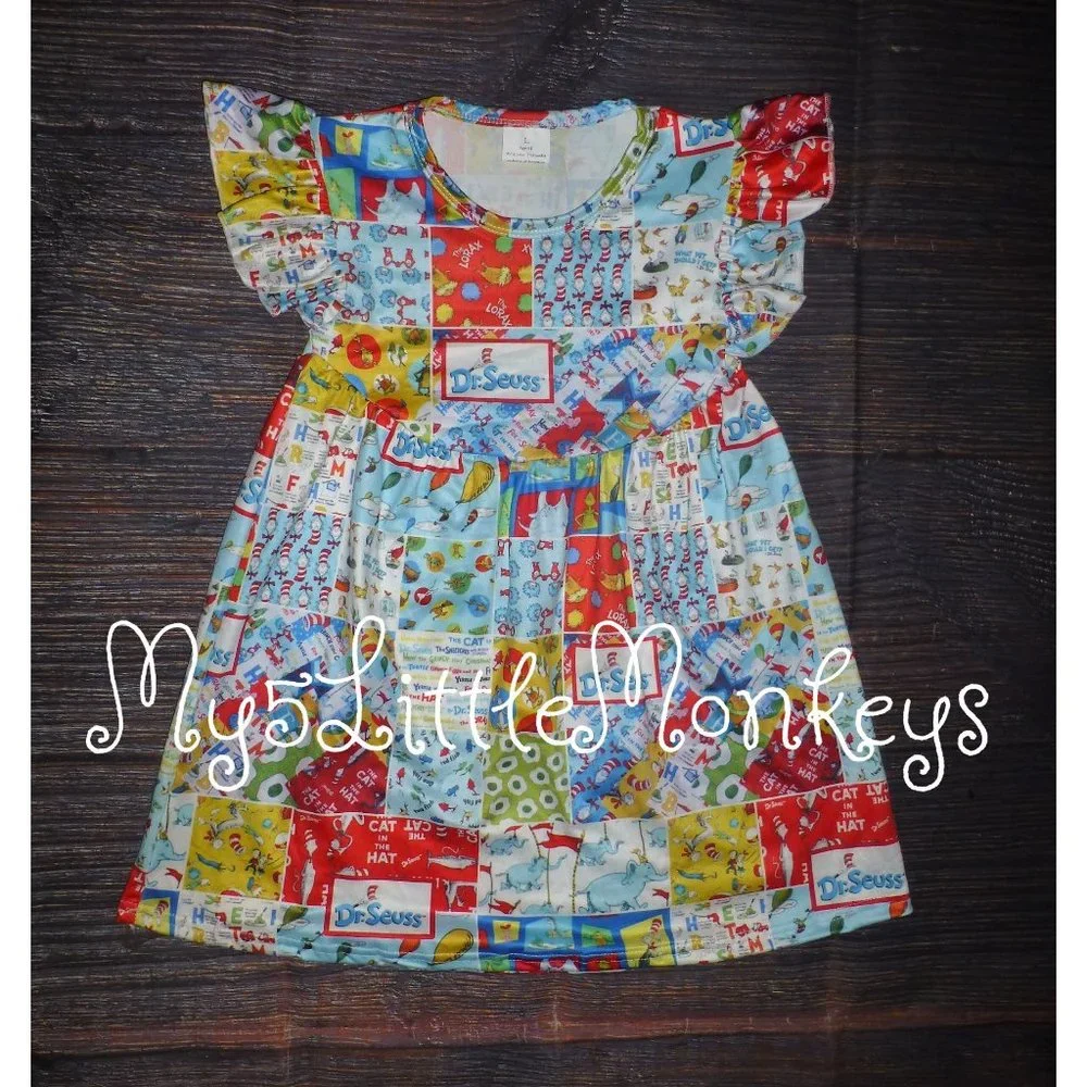 Boutique Dr Seuss Cat in the Hat Girls Sleeveless Pearl Dress